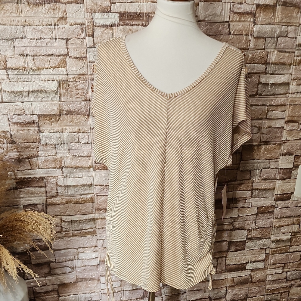 French Laundry Striped Beige  Top Brand New